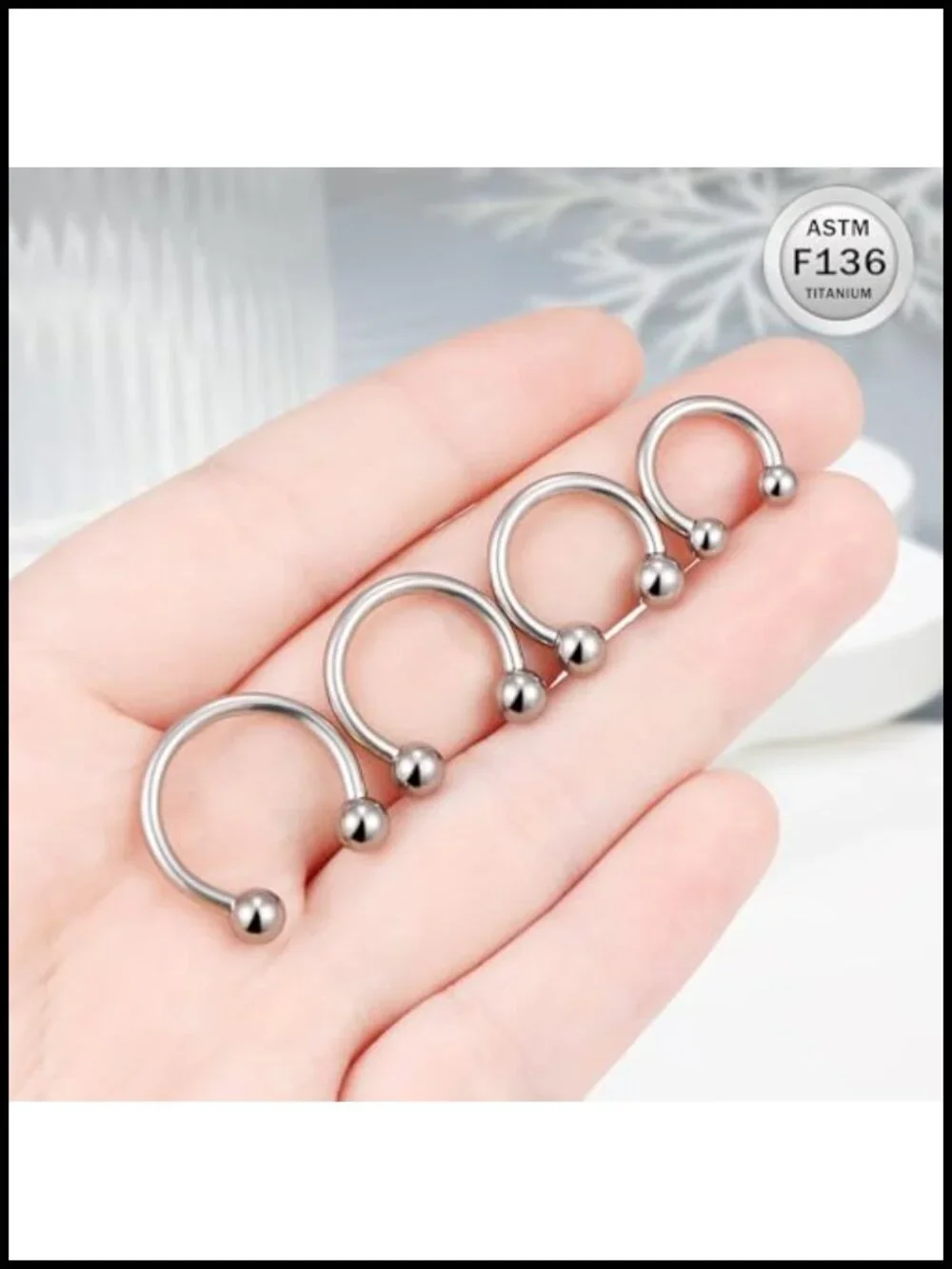 Internally Threaded Titanium Horseshoe Nose Ring Septum Hoop for Cartilage